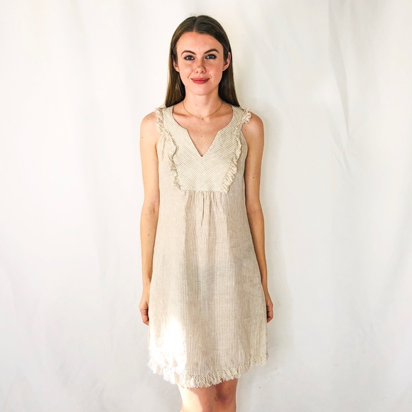 Vineyard Vines Dresses & Skirts - Vineyard Vines Linen Striped Natural Dress 6 0313
